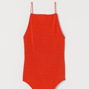 BLACK Ribbed Thong Bodysuit